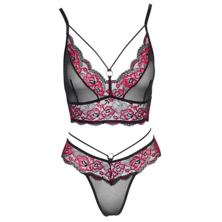 Komplet bielizny dwukolorowy Cottelli LINGERIE czarno-czerwony, rozmiar L