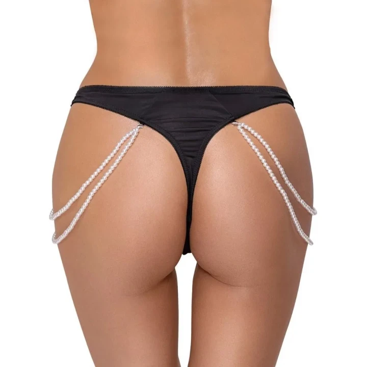 Stringi z Łańcuchami z Pereł Cottelli LINGERIE M/L - Elegancka Bielizna Koronkowa