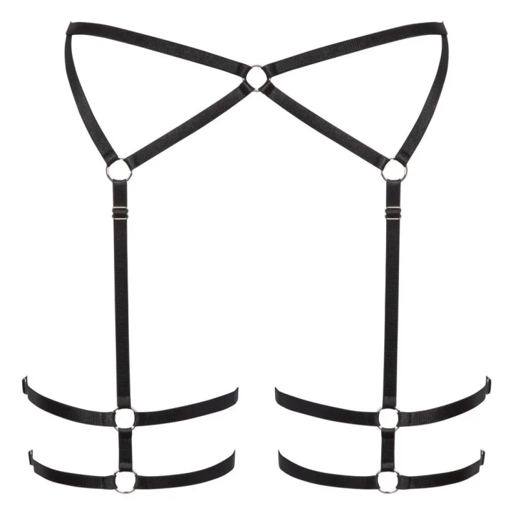 Pas do pończoch Cottelli LINGERIE S/M, elastyczny, czarny, srebrne akcenty, komfortowy