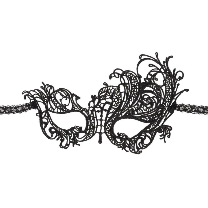 Maska haftowana z koronką, asymetryczny haft, 100% poliester, stylowy dodatek na imprezy