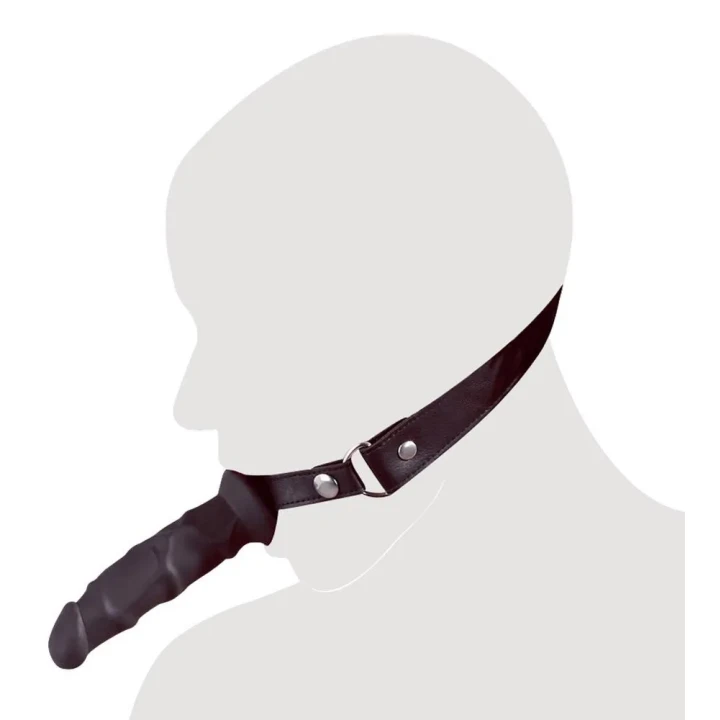 Knebel z silikonowym dildo, 12 cm długości, regulowane paski, wysoka jakość materiałów