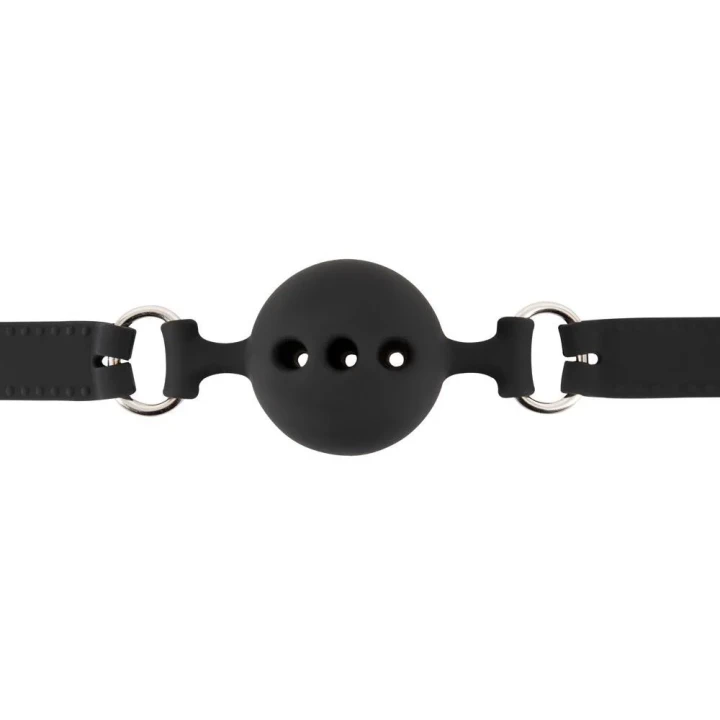 Knebel silikonowy z otworami wentylacyjnymi, średnica 4 cm, czarny, regulowany pasek