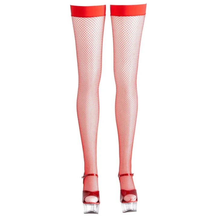 Pończochy typu hold-up w intensywnej czerwieni, rozmiar S, z silikonowymi opaskami
