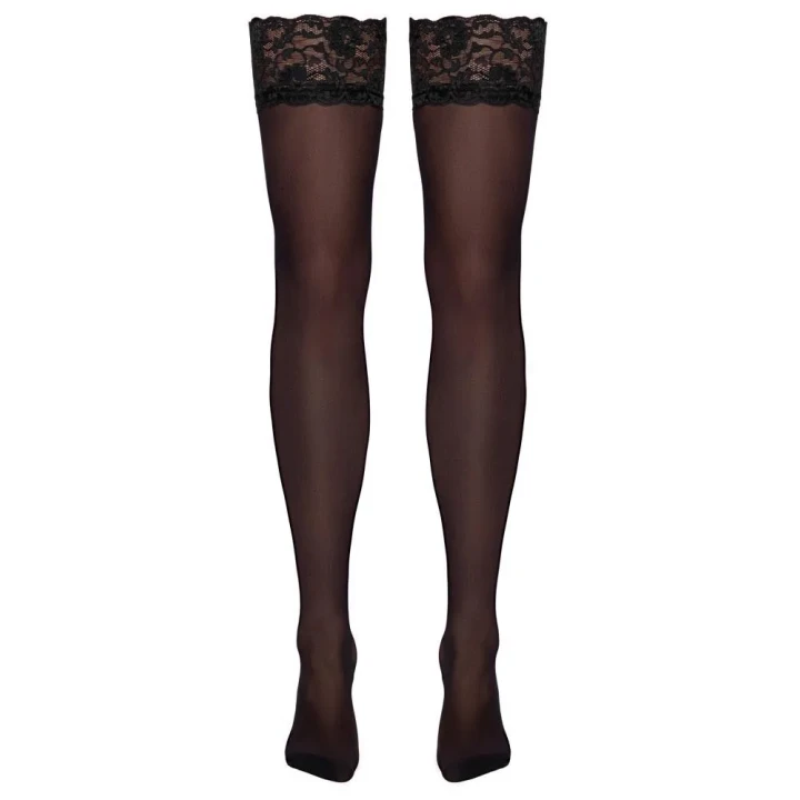 Pończochy czarne Cottelli LEGWARE M, 20 den, koronka, materiał 80% poliamid, 20% elastan