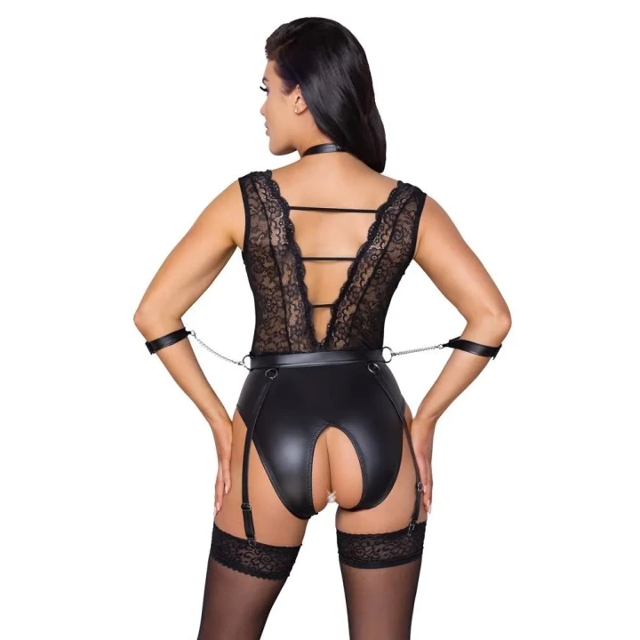 Body typu ouvert z elementami bielizny bondage, rozmiar M, Cottelli BONDAGE