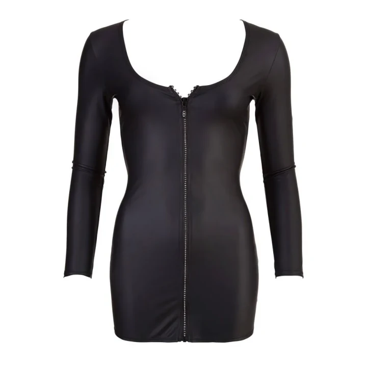 Czarna krótka sukienka Cottelli PARTY XL z brokatowym zamkiem błyskawicznym