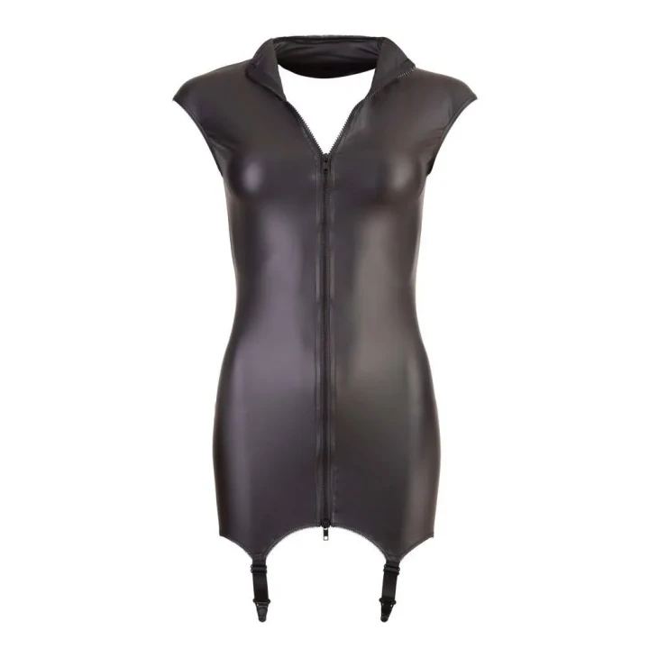 Sukienka mini z suspendersami XL - elegancki styl w matowym wykończeniu