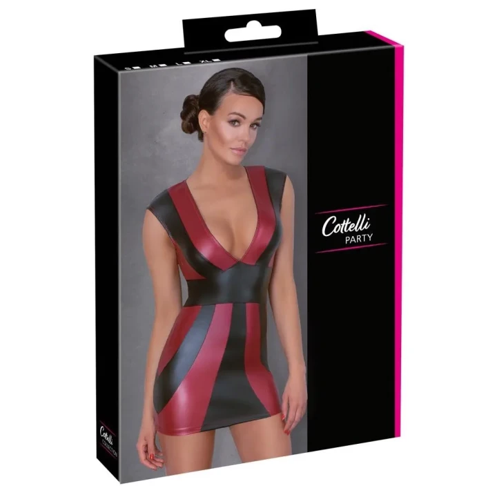 Sukienka elegancka krótka Cottelli PARTY w kolorach czerwono-czarnych, rozmiar S