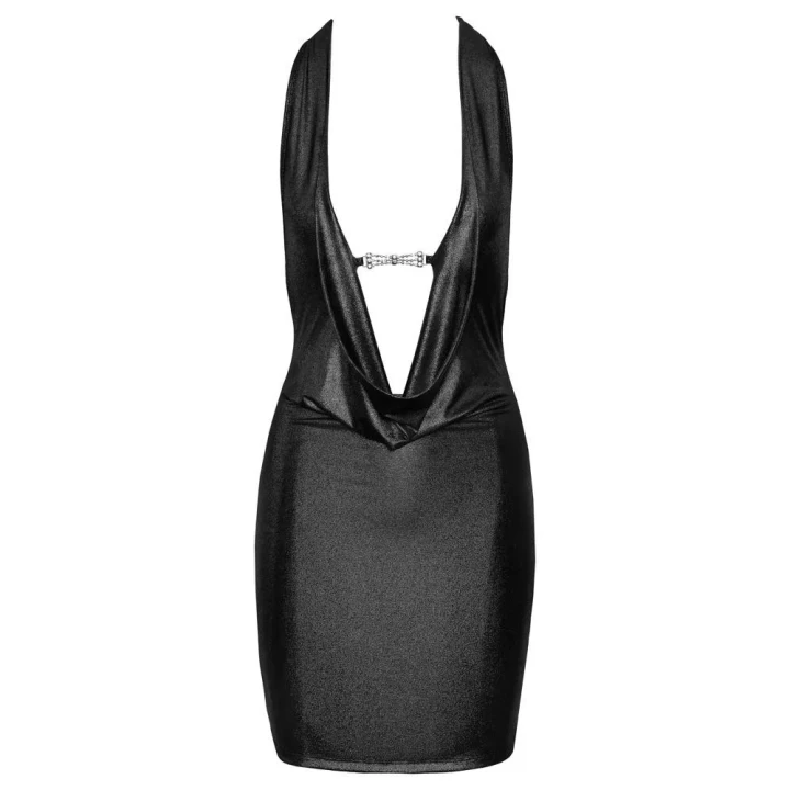 Sukienka krótka Cottelli PARTY, srebrna, M, dekolt halter, elastyczna, elegancka