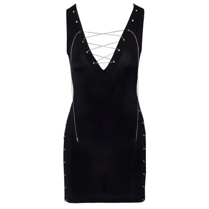 Sukienka wieczorowa z sznurowaniem, dekolt w kształcie V, elegancka mała czarna