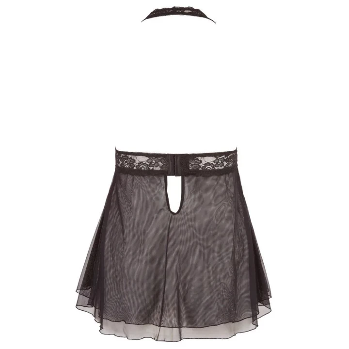 Koronkowa babydoll w rozmiarze 3XL z halter szyjką i rozciętymi miseczkami