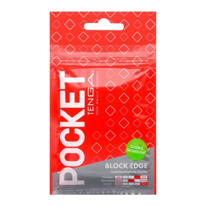 Przenośny masturbator Tenga Pocket Block Edge z elastycznym rękawem z elastomeru