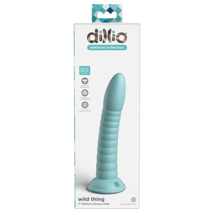 Dildo z silikonu platinum, 19,7 cm, z przyssawką, DP Wild Thing Teal 7 cali