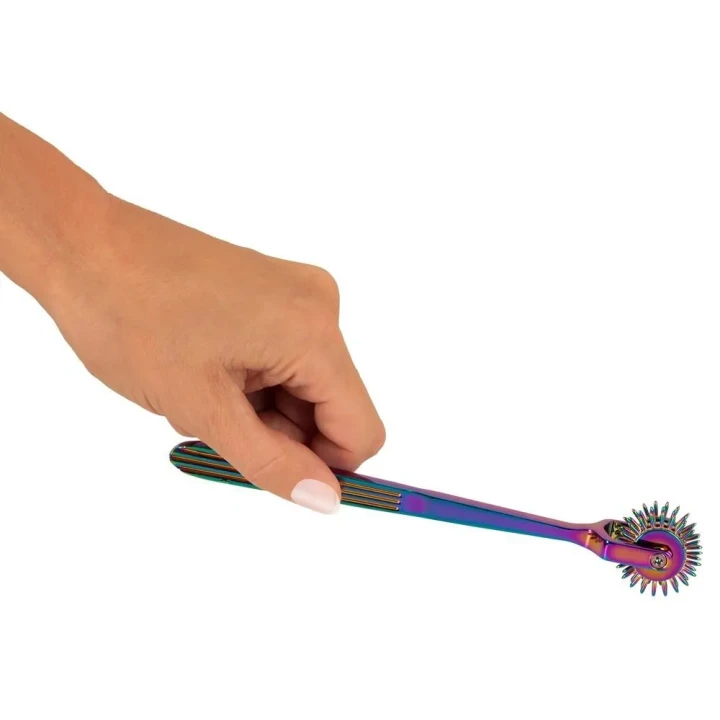 Wiatraczek stymulujący z trzema ostrymi kółkami, Metalowy, 18,5 cm, Fetyszyzm