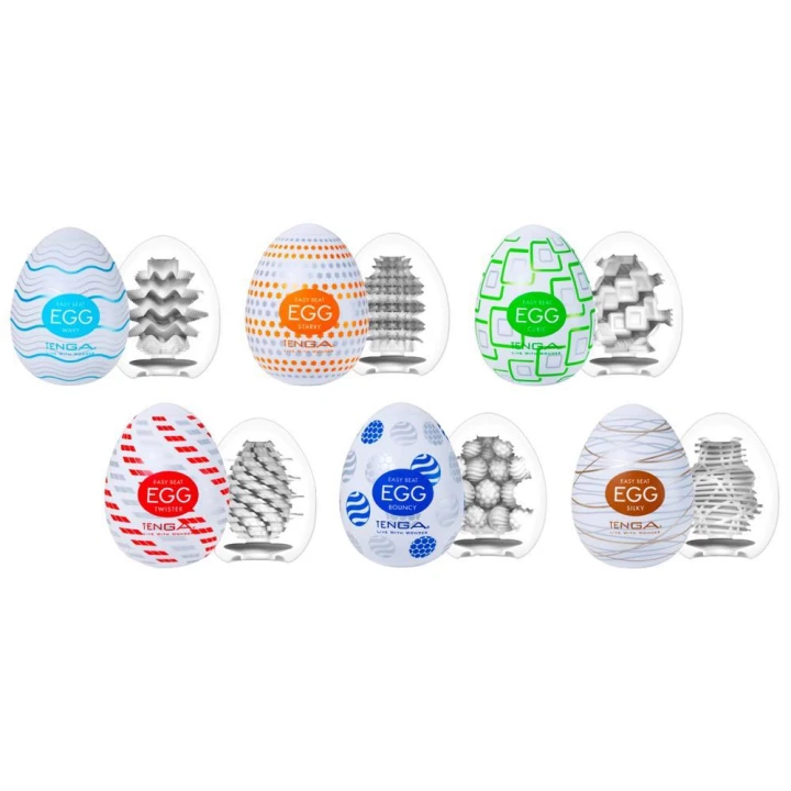 Zestaw 6 jednorazowych masturbatorów Tenga Egg Variety - Standard, różnorodne struktury