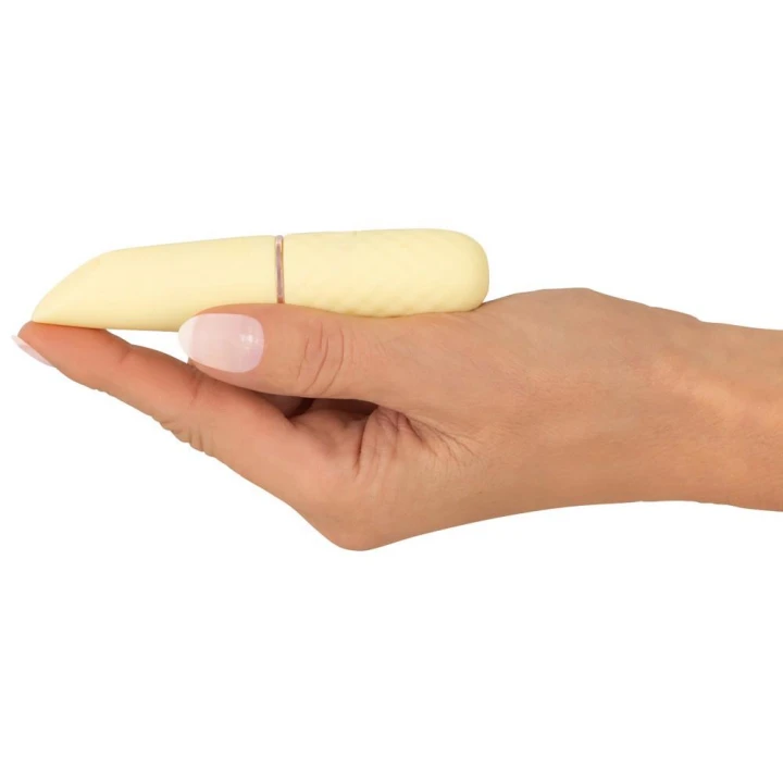 Mini wibrator do stymulacji, 10,5 cm długości, pastelowy żółty, 5. generacja