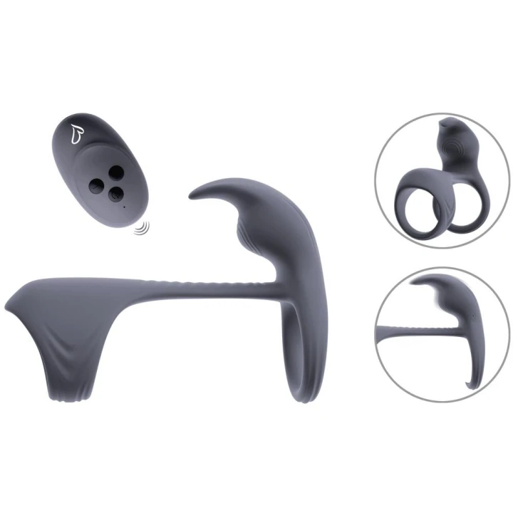 Mankiet na penisa z stymulatorem łechtaczki beau coeur Vylor RC, 13,5 cm, silikon