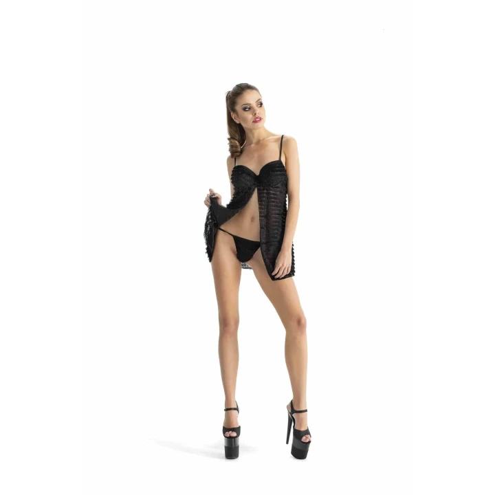 Zestaw bielizny: koszulka nocna push up z stringami S/M – luksus i elegancja w komplecie