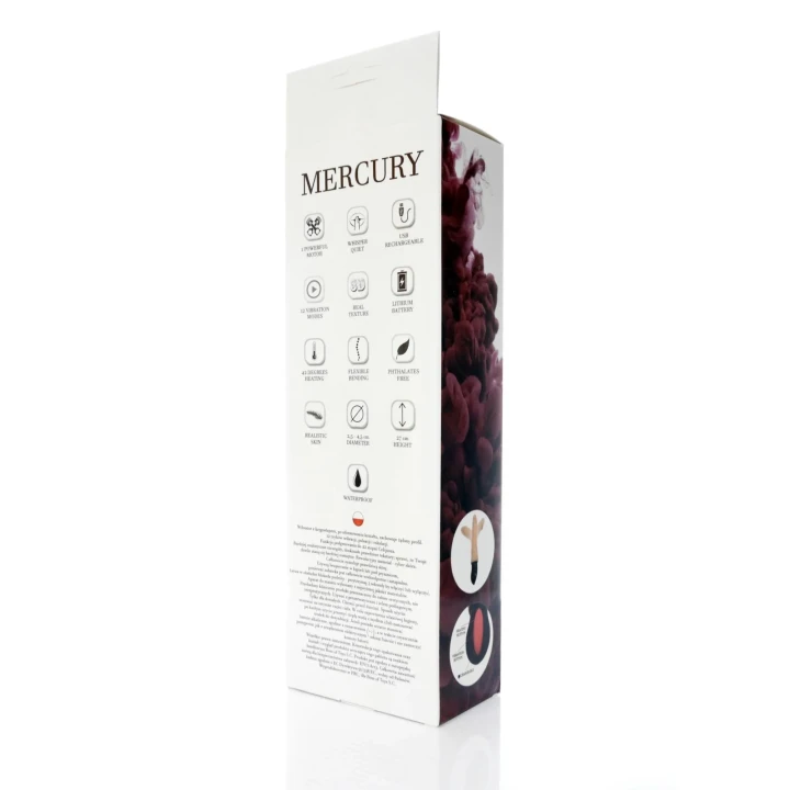 Nowoczesny wibrator MERCURY USB, 12 funkcji, elastyczny z wodoodpornym designem