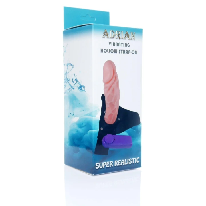 Wibracyjna proteza strap-on Hollow Adrian z regulowaną prędkością i ultra realistycznymi teksturami