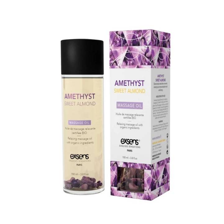 Olej do masażu AMETHYST SWEET ALMOND z ametystami, organiczny, 100 ml