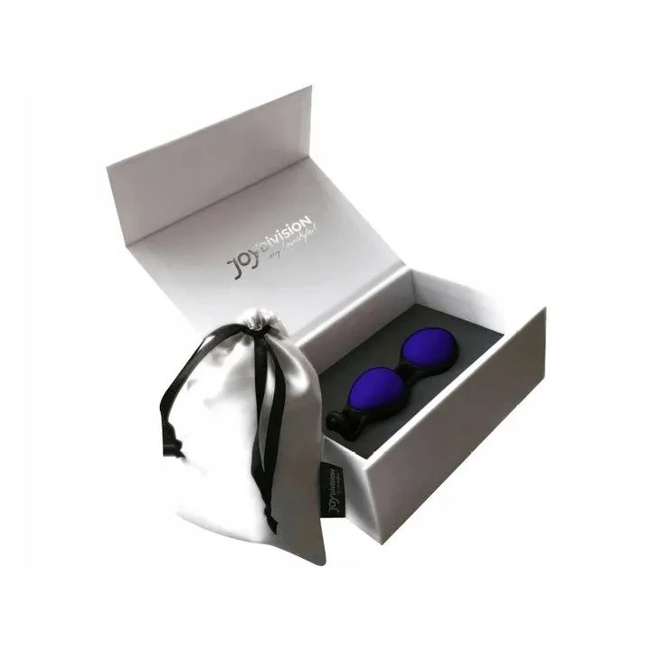 Kulki nawnętrzne do stymulacji Kegla, silikonowe, niebiesko-czarne, 11,4 cm