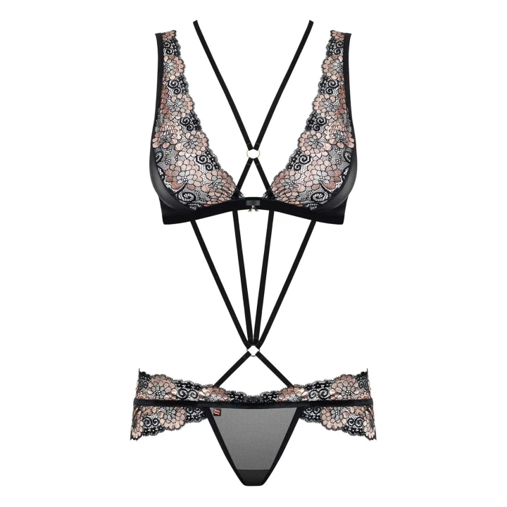 Komplet bielizny koronkowej L/XL z regulowanym biustonoszem i stringami 873-SEA-1