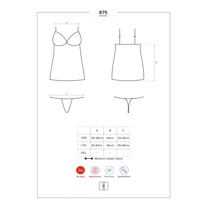 Seksowna bielizna damska - koszulka i stringi w rozmiarze L/XL, model 875-CHE-1