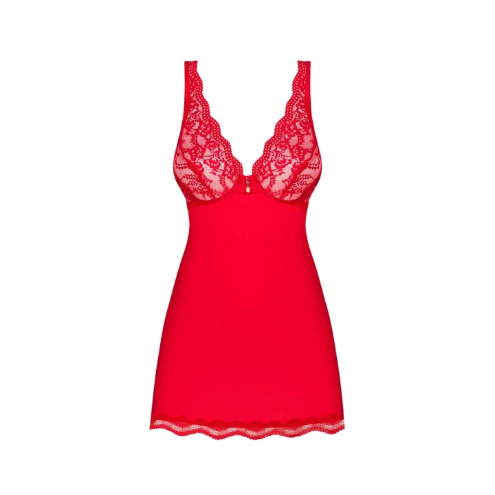 Babydoll Luvae w intensywnej czerwieni z stringami, rozmiar L/XL, elegancka i seksowna bielizna.