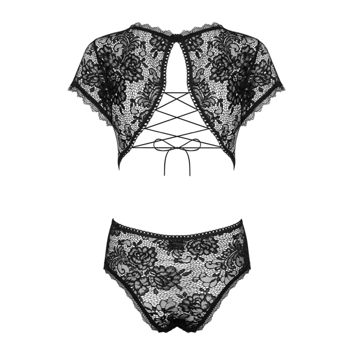 Eleganckie body z głębokim dekoltem i koronkowymi detalami, rozmiar L/XL