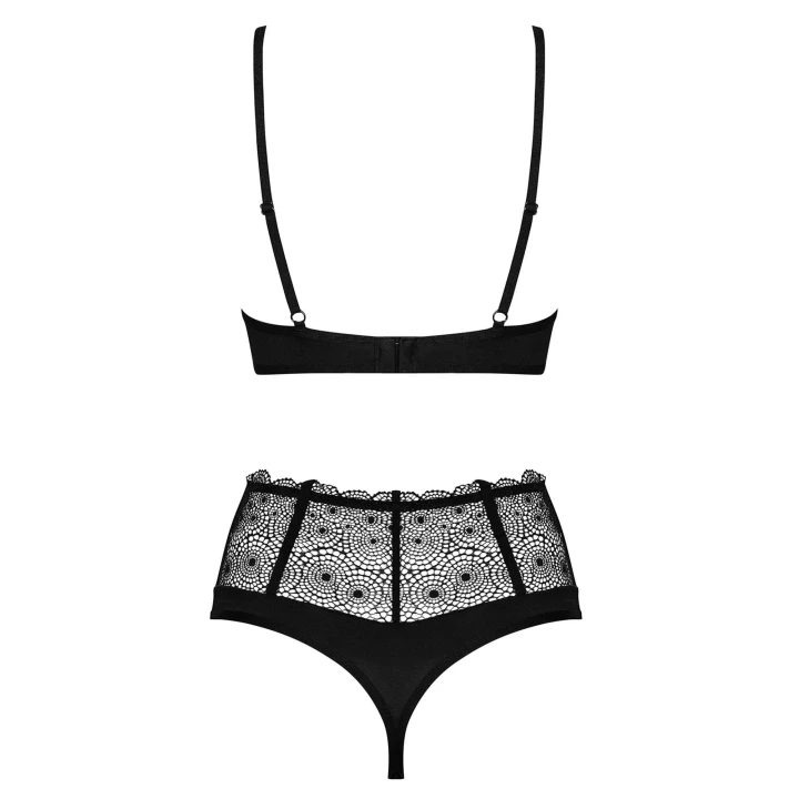 Komplet bielizny Sharlotte 2-częściowy czarny z koronką L/XL, elegancki i komfortowy