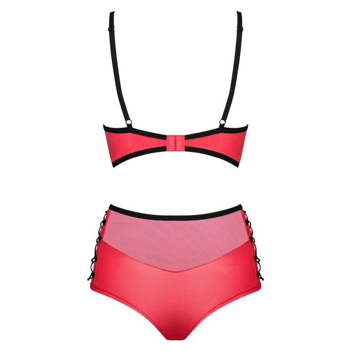Komplet bielizny Leatheria 2-częściowy czerwony S/M z regulowanymi ramiączkami