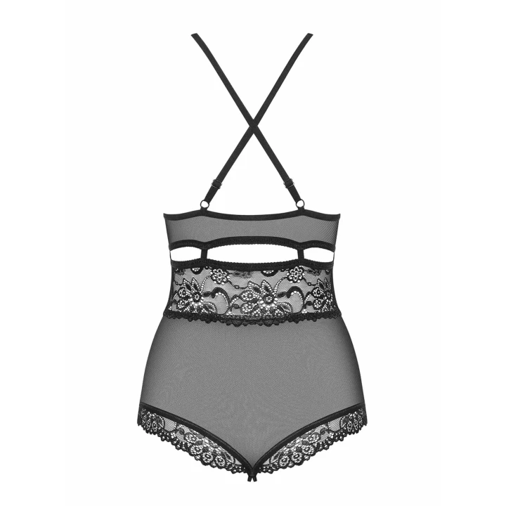 Czarne otwarte body Bielizna-838-TED-1 z koronkowymi akcentami S/M
