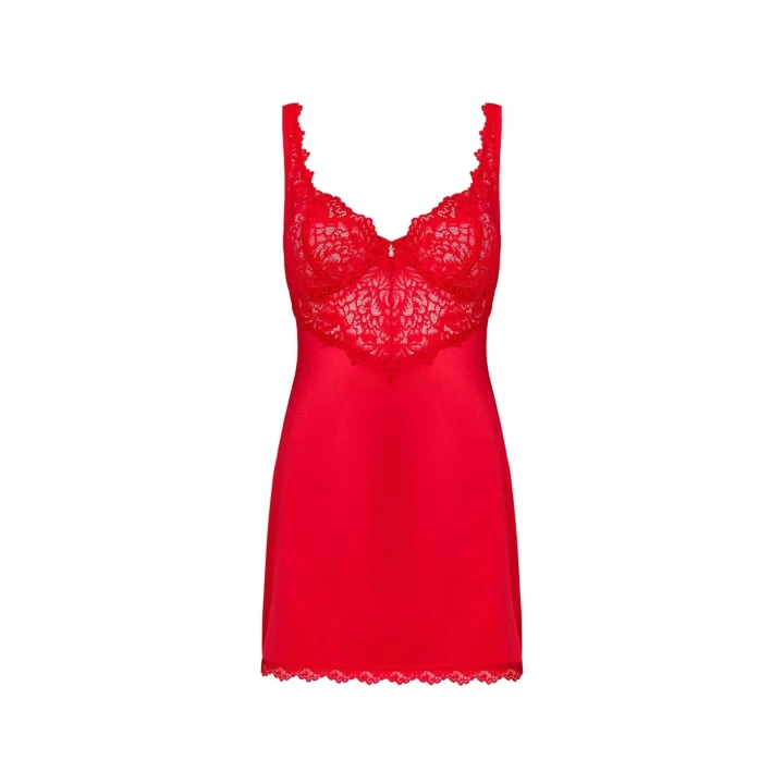 Koszulka nocna z stringami Bielizna-Amor Cherris L/XL czerwony z koronką