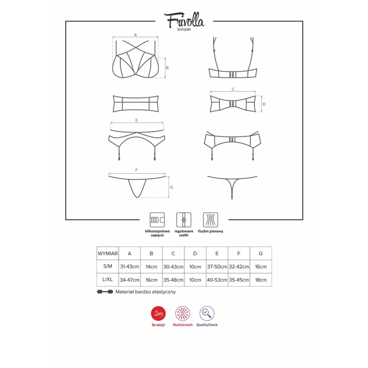 Bielizna-Frivolla komplet 4-częściowy S/M