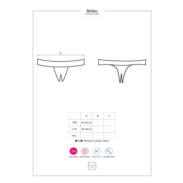 Seksowne stringi otwarte Bielizna-Shibu czarne L/XL z koronkowym detalem