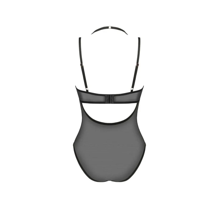 Body damskie Selinne XL/2XL, eleganckie, czarne, z regulowanymi ramiączkami i złotymi detalami