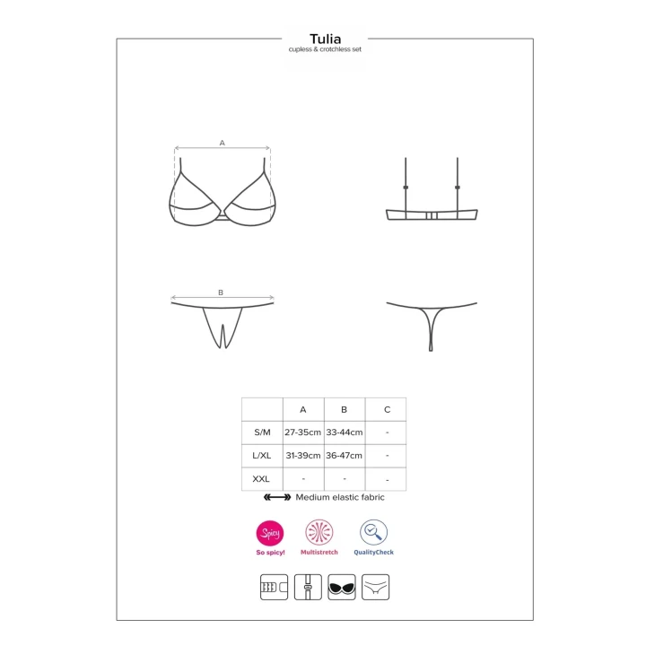 Komplet bielizny damskiej Bielizna-Tulia 2-częściowy czarny S/M z koronką