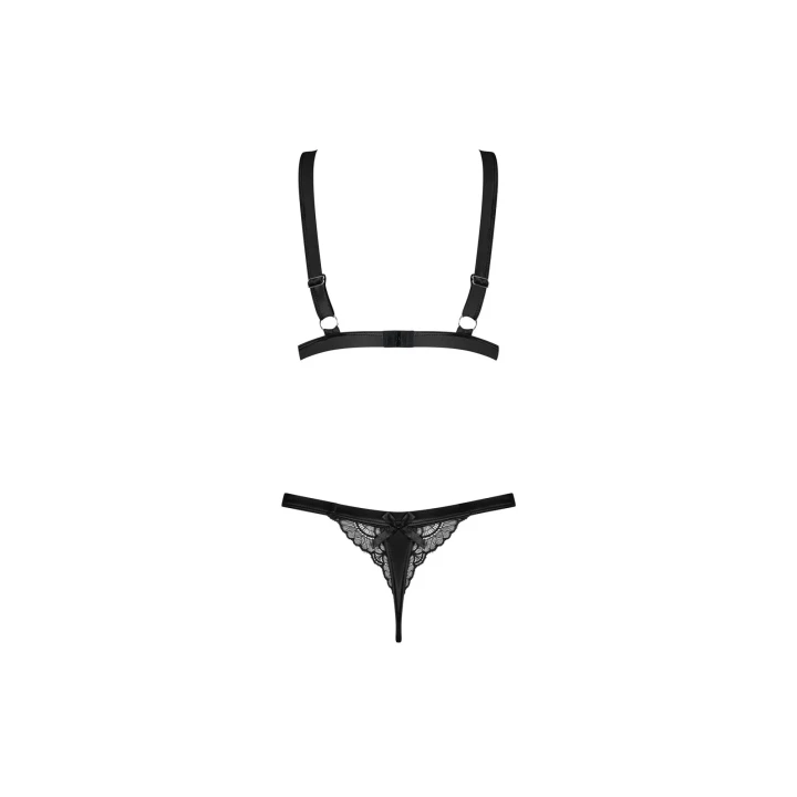 Zmysłowy komplet bielizny Eloissa 2-częściowy L/XL z satyną i koronką