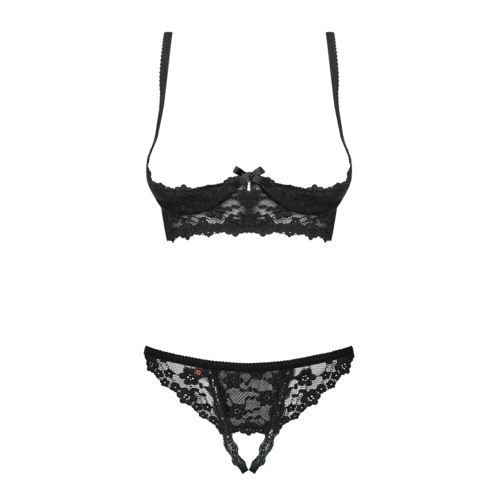 Komplet bielizny koronkowej Letica 2-częściowy otwarty czarny L/XL dla kobiet