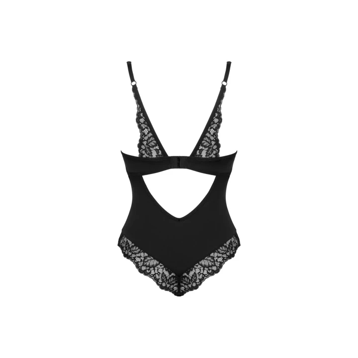 Eleganckie body koronkowe Bellastia XS/S z regulowanymi ramiączkami w kolorze czarnym