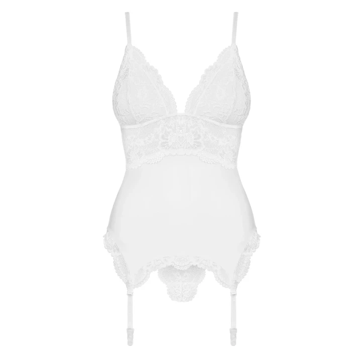 Gorset koronkowy z stringami Bielizna-810-COR-2 biały S/M, elegancki i zmysłowy zestaw bielizny