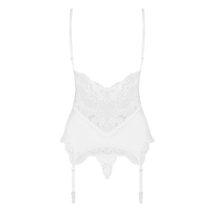 Gorset koronkowy z stringami Bielizna-810-COR-2 biały S/M, elegancki i zmysłowy zestaw bielizny