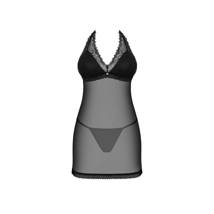 Zmysłowy komplet nocny Medilla z koszulką i stringami XL/2XL z koronkowymi detalami