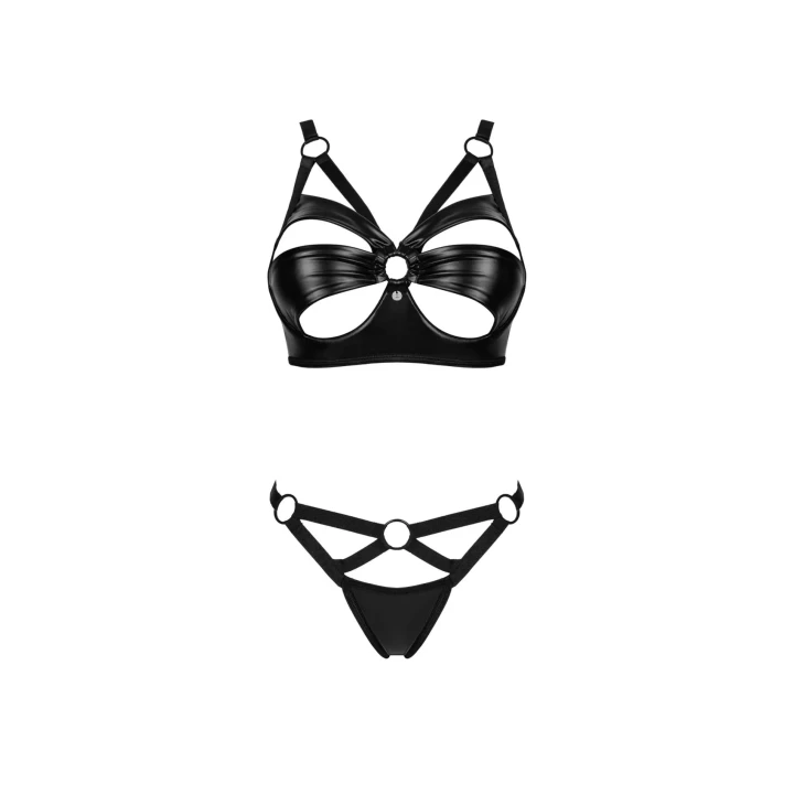 Komplet bielizny damskiej Armares XL/2XL z biustonoszem i stringami w eleganckim czarnym kolorze