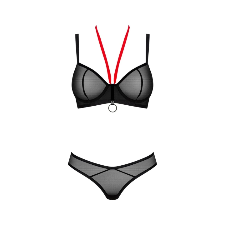 Damski komplet bielizny Glandez 2-częściowy czarny XS/S, biustonosz i stringi