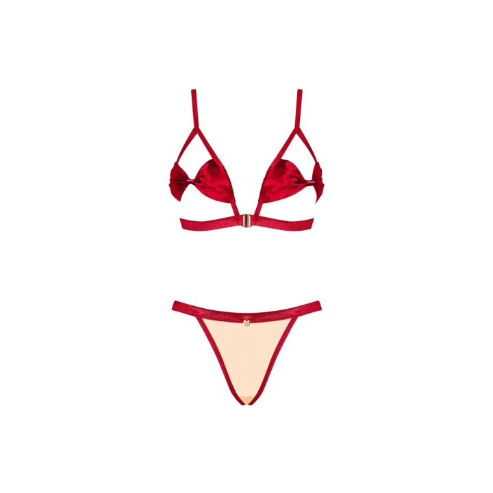 Komplet nocnej bielizny Rubinesa S/M - elegancki zestaw satynowy w czerwieni