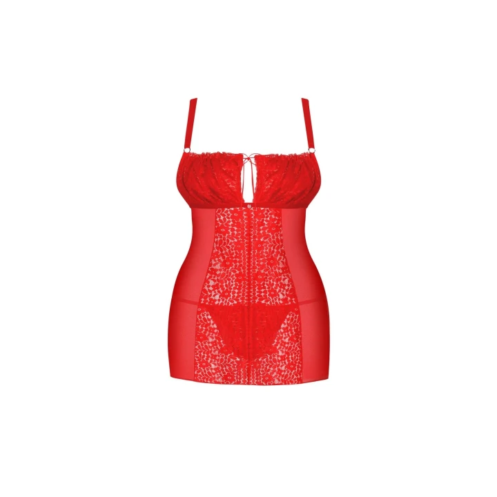 Bielizna modelująca Blossmina: koszulka i stringi 6XL/7XL, koronkowe detale, czerwona