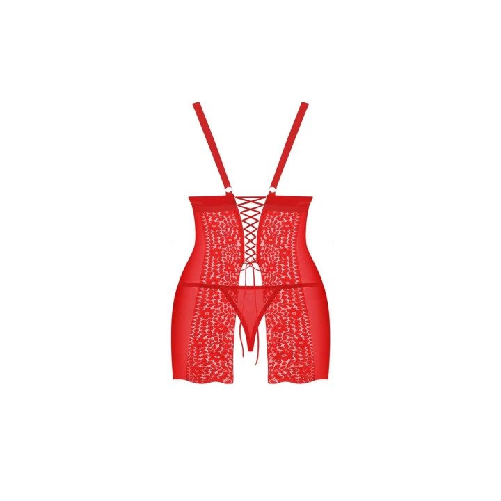Bielizna modelująca Blossmina: koszulka i stringi 6XL/7XL, koronkowe detale, czerwona