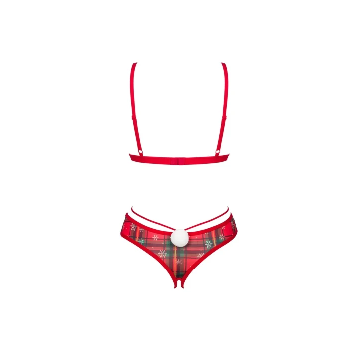 Dwuczęściowy komplet bielizny Ms Merrilo M/L - biustonosz i figi na świąteczne okazje